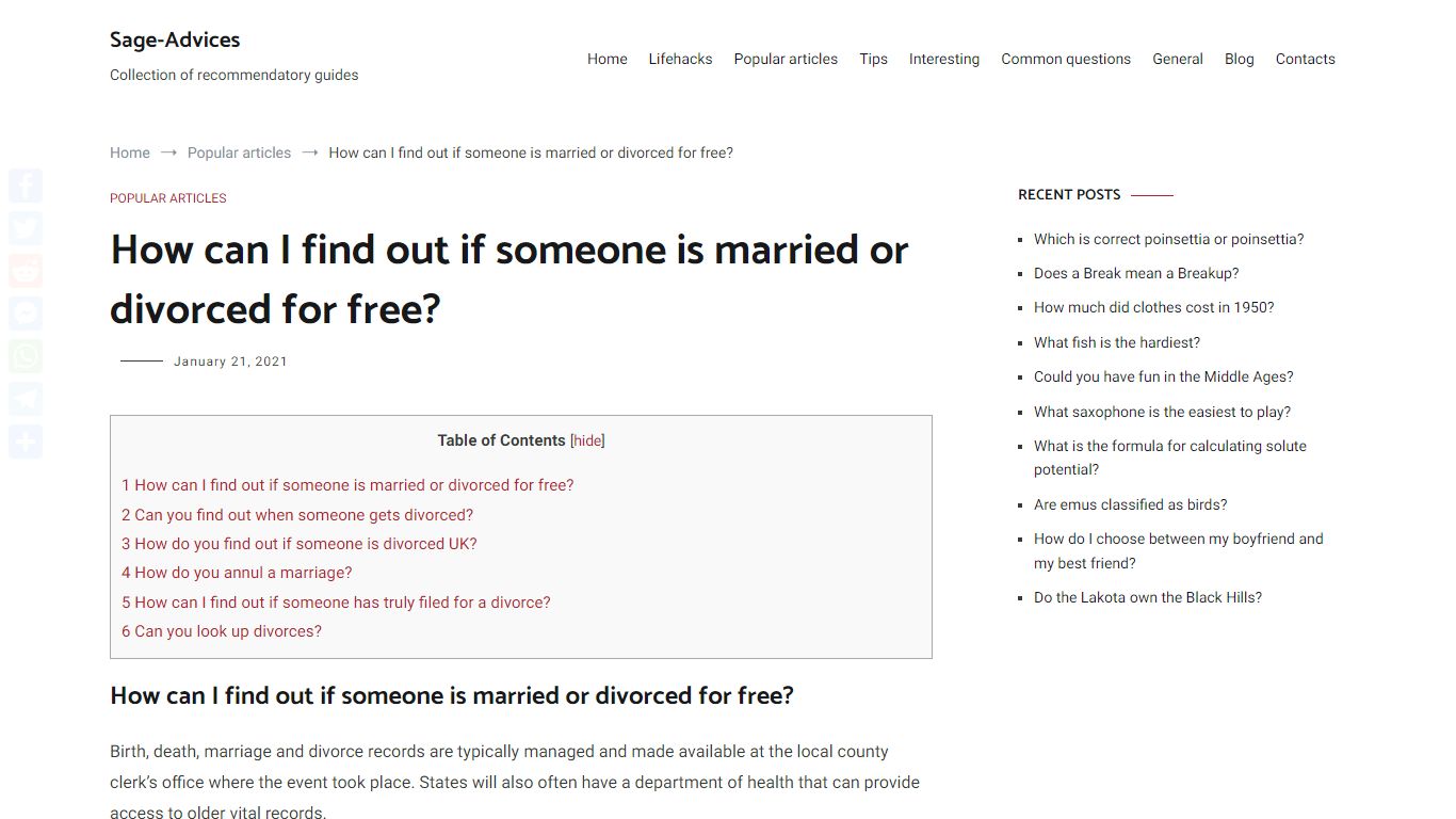 How can I find out if someone is married or divorced for free?